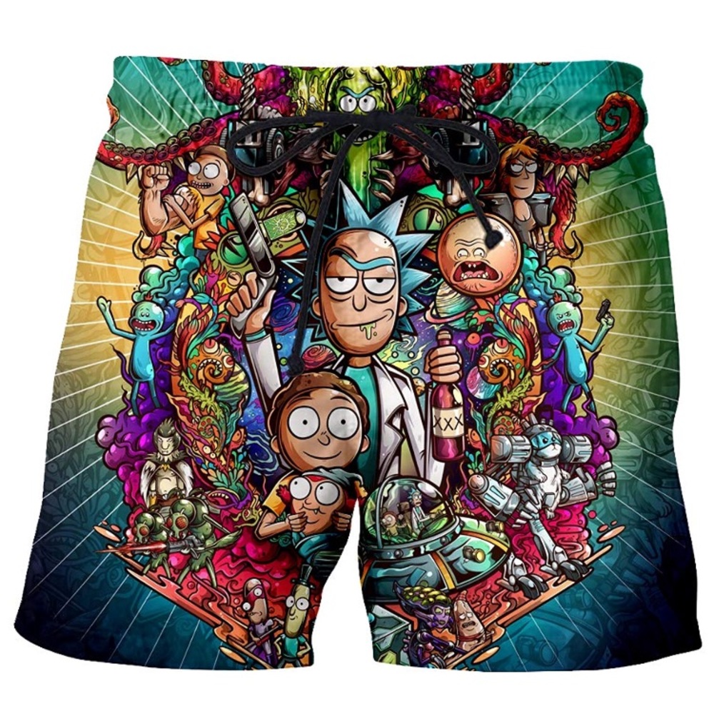 Rick & Morty Rave Festival Shorts Swim Athletic - Picture 1 of 4